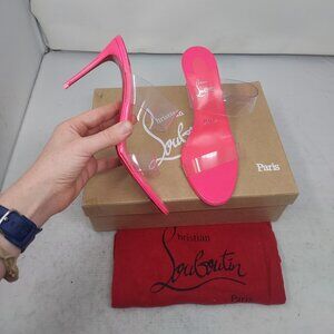 Christian Louboutin  Pink Patent PVC Just Nothing Slide Sandal